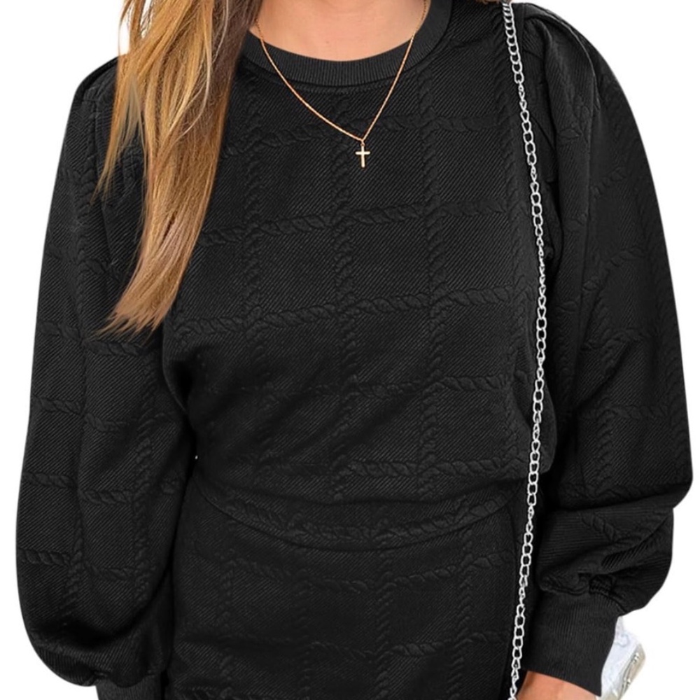 Womens 2 Piece Sweatshirt Set Lantern Long Sleeve Crewneck Sweatshirts Asymmetri